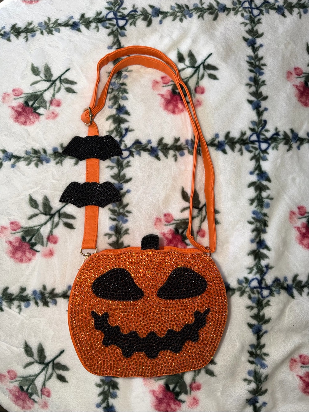 Spirit Orange and Black Sparkle Jack-O'-Lantern Crossbody Bag